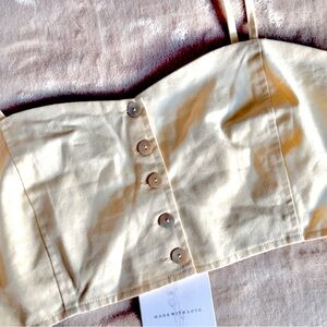 Stylish Beige Buttoned Crop Top